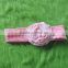 2016 wholesale craft kids girl lace flower headband Baby Girl Top Knot Turban Hedband Children Pink Stripe Hairband