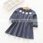 Wholesale long sleeve solid color girls cotton one piece dress