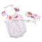 Baby girl floral print bubble romper with matching headband baby fashion suit