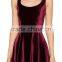 One Piece Fashion Simple Black Women Velvet Pleated Skater Dress