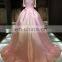 2016 Alibaba China manufacture applique long A line pink party evening dress hot sell high quality ball gown wedding dresses