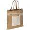 100% natural jute cotton grocery Tote shopping Bag with exterior pocket BAG091