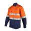 Wholesale high visibility cotton men's long sleeve work shirt with reflective strips