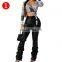 Winter autumn women sexy club high waist draped hem pants PU Leather fashion active wear elegant sequined long trousers