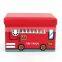 RTS Hot sale high quality ottoman with printing pvc leather shoe toy and book red car design Folding storge ottoman