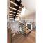 modern style indoor mono stringer glass wood staircase with stainless steel hanrail