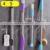 Household Flat Bathroom Organizer Hook Wall Mounted Stainless Steel Adhesive 4 Mop Broom Holder
