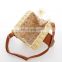 New Arrival Colorful Square Straw Bag Paper Rattan Crossbody Bag with Leather Strap Summer for Women