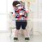 2015 Whosale Summer Children Clothing Sets Newest Boys Pure Cotton British College Style Baby Rompers 3Pcs Outfits