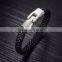 Simple Punk Silver Alloy Buckle Braided PU Leather Bangle Cuff Bracelet