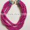 Faced beads fives strands statement bib collar necklace