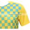 2016 100% polyester polyester yellow grid soccer uniforms