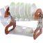 3-layer High quality Wooden dish drainer with cup and utensil holder,double plastic tray