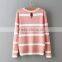 Europe women's wear striped sweater long-sleeved round collar chest open hitting scene joker straight thin sweater                        
                                                Quality Choice