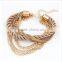 Fashion Fabric Weave Jewelry Multi Layers Rope Metal Chain Bracelet