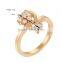 Fashion Jewelry Women Flowers Shaped Ring Clear Rhinestone Gold Plated