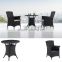 Factory price mini black rattan coffee table with chairs used balcony furniture