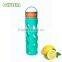 popular glass water bottle with colorful silicone sleeve and straw