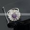 Flower shape 18k white gold plated amethyst ring AAA+ cubic zirconia cz silver ring for women