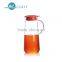 Clear 1000ml glass water juice pot with plastic lid and handle