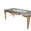 Good Quality Large Size Rose Gold Glass Top Metal Frame Dining Table