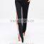 The new spring autumn ladies fashion design pants rainbow stripe splicing side zippers sports leisure women trousers