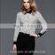 Office Lady Fashion Design Contrast Collar Cuff Striped Shirt