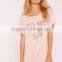 Custom Logo Need More Sleep Night Print Nightwear Shirt Roll Cuff Longline T-shirt Pajamas Short Sleeve Tee Dress