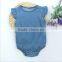 New Model Baby Denim Clothes Infant Plain Color Bodysuit Toddler Girls Ruffle Design Romper