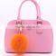 Myfur Fashion Lady Handbag Pendant Orange Color Fox Fur Pom Pom Key Ring Wholesale