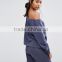 2017 Guangzhou Factory 60% Polyester 40% Cotton Women Fashion Design Jersey Off Shoulder Sweatshirt