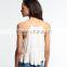 2016 Guangzhou Shandao Brand Name Bulk Wholesale Women Sexy Spaghetti Strap Loose White Chiffon Custom Crop Top