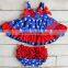 2015 NEW FASHION kids swing top bloomer set wholesale boutique baby girls 4th of july cotton bloomer clothing sets