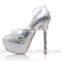 Shallow-mouthed shavy wedding women's shoes with a silver nightclub with a silver nightclub WS041