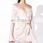 New Design Knotted Long Sleeve Mini Satin Dress with Flared Cuffs