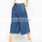 2015 New Fashion Denim Culottes Pants in Mid Blue Wash for Women