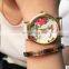 Women Quartz Watch Top Fashion Flower Female Clock Newly Design Simple Lady Dress PU Leather watch