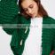 Women Green iceland wool chunky manhand knit cardigan 2017