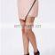 2015 Pink Mature Woman Leather Skirt Asymmetric Mini Skirt