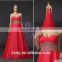 Latest beaded belt sweetheart coral chaozhou chiffon evening dress 2016