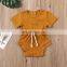 Kid Baby Girls Clothes Sets Ruffles Sleeveless Vest+Shorts Sets Solid Jumpsuits