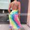 2020 New Arrivals Sleeveless Women Tie Dye Bodycon Casual Dress Ladies Backless Sexy Dress Women Summer Dresses