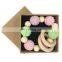 Crochet Bead Teething Ring Set Untreated Beech Teether with Organic Toy Wood Bracelet Baby Mom Kids Wooden Teether Bangle