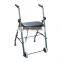 Old man's detachable folding front wheel rollator moving walker with wide seat