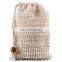 Cotton Linen Exfoliating Beige Tiled Drawstring Soap Bag Mesh Pouch Soaps Saver for Bathroom