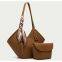 Female lychee pattern senior sense large capacity one-shoulder tote bag two-piece set