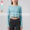 Butterfly Cross Back Quick Dry Outdoor sport top Ribbed Tshirt Breathable Women Long Sleeve Yoga Clothing Workout Fitness Top