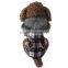 Luxury Fur Collar Horn Buttons Pink Lattice Plaid Dog Coat with Extra Heavy Soft Wool Material fit for Autumn and Winter