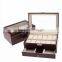 Clad PU Leather,Wood Boxes & Cases Material Multi-function 12 Slots Leather Watch Storage Box With Drawer