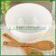 Serving Bowl with Bamboo Tray Decorative Porcelain Dinner Basin Tableware Accessories Craft for Fruit, Slalad and Rice